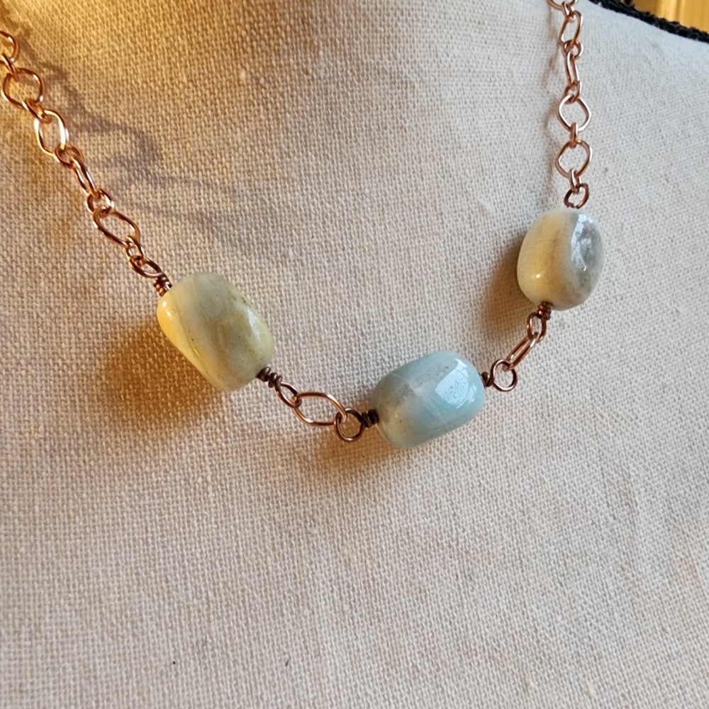 Amazonite Gemstone Layering or Standalone Necklace Statement Chunky Short